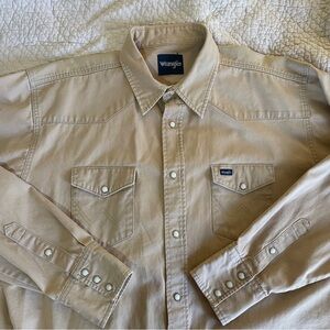 VTG Tan Wrangler Button-down with Pearl Snaps - Size XXL